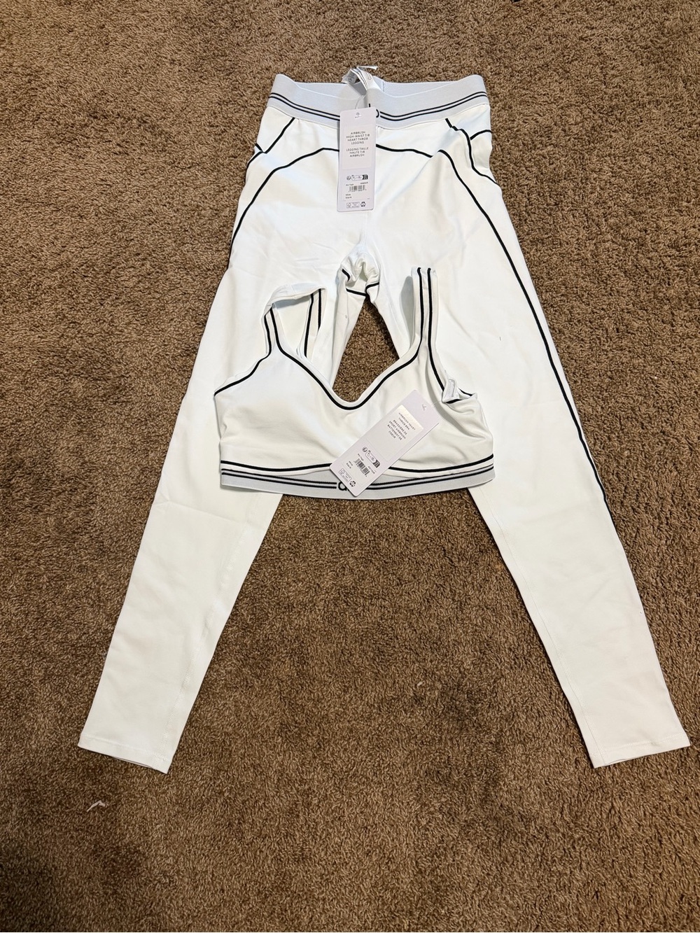 Alo White Active Leggings with Contrast Trim